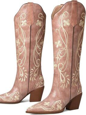 Cowgirl Boots Women Knee High Vintage Cowboy Boots